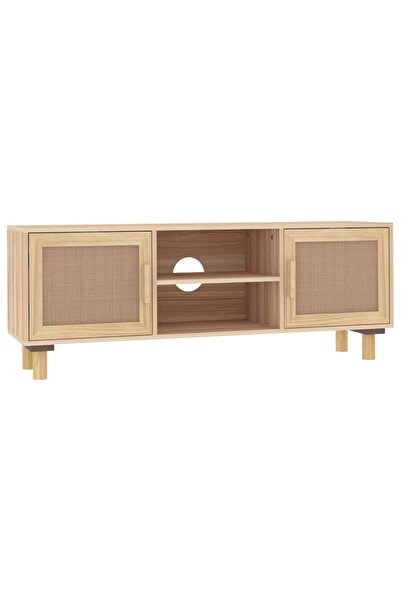 vidaxl Comodă TV, maro, 105x30x40 cm lemn masiv pin și ratan