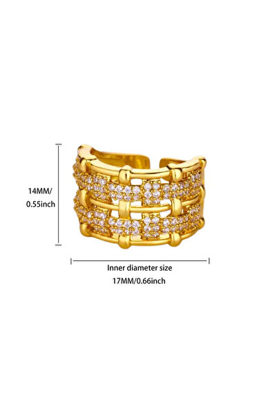 Peach Jewelry Δαχτυλίδι με Ζιργκόν, από ανοξείδωτο ατσάλι 304, επιχρυσωμένο 1...