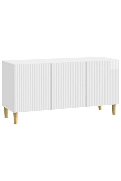 vidaxl Cabinet TV 99 x 34,5 x 50 cm Alb foarte lucios Lemn prelucrat