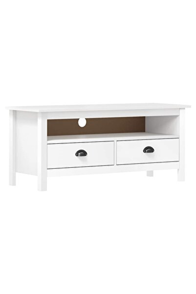 vidaxl Comodă TV Hill, albă, 110x40x47 cm, lemn masiv de pin