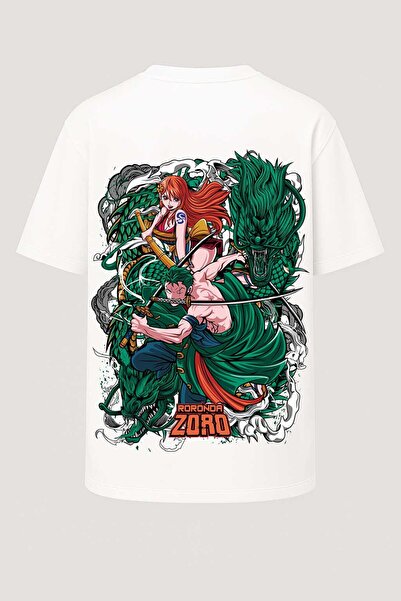 nirvoda Oversize Zoro and Nami Dragon One Piece Printed T-Shirt - Large Print...