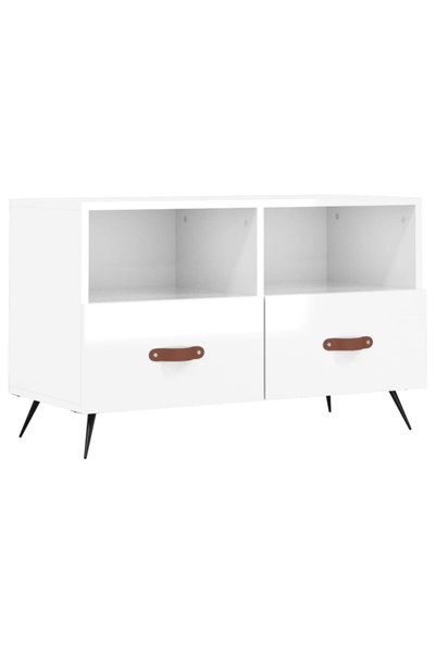 vidaxl Comodă TV, alb extralucios, 80x36x50 cm, lemn prelucrat