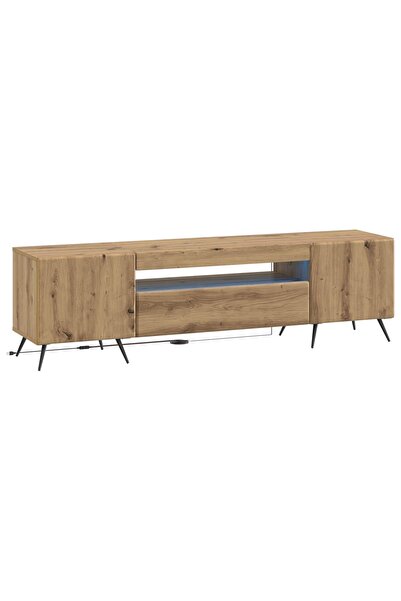 vidaxl Cabinet TV cu LED Stejar Artizanal Lemn prelucrat