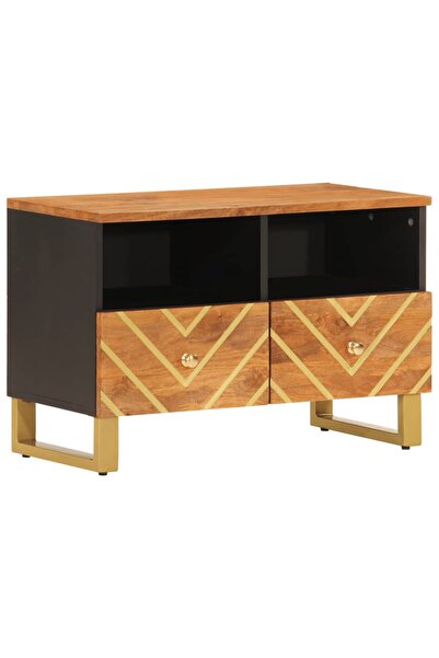 vidaxl Dulap TV, maro și negru, 70x33,5x46 cm, lemn masiv de mango