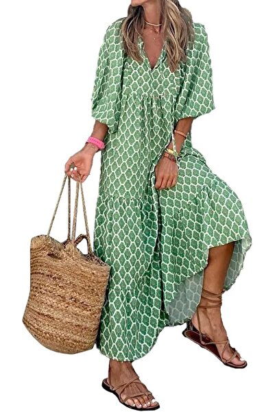 GENERAL Dresses for Women 2023 Bohemian Floral Tiered Long Midi Dress with Pu...