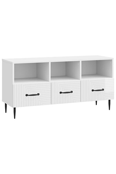 vidaxl Cabinet TV Alb foarte lucios 102 x 34,5 x 50 cm Lemn prelucrat