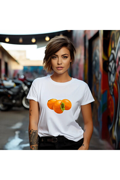 OKTANE Women's t-shirt Pumpkin model 1, summer, Fruits, 100% Cotton, white co...