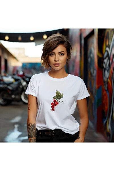 OKTANE Women's t-shirt Berries model 5, summer, Fruits, 100% Cotton, white co...