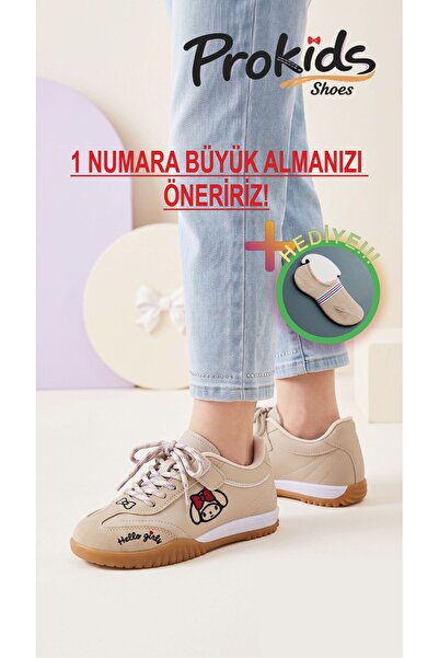 Prokids My Melody Kız Çocuk Okul Ayakkabısı - Cırtlı Sneaker + çorap hediye
