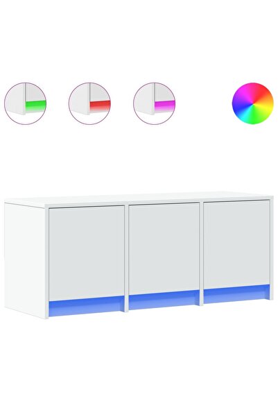 vidaxl Comodă TV cu LED, albă, 97x34x40 cm, lemn prelucrat