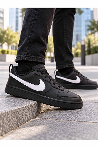 Nike Genç Siyah Beyaz Sneaker Günlük Spor Ayakkabı Bağcıklı Şehir Stili