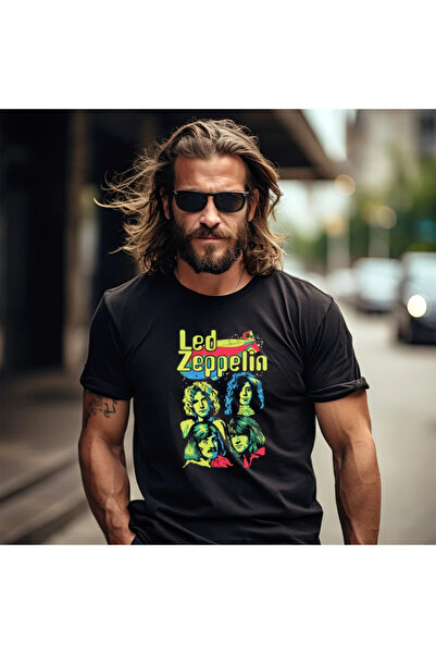 OKTANE Tricou cu imprimeu Led zeppelin negru S