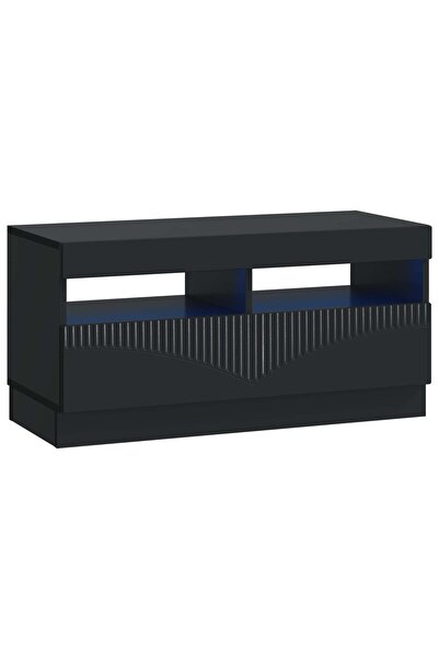 vidaxl Cabinet TV cu LED Negru Lemn prelucrat