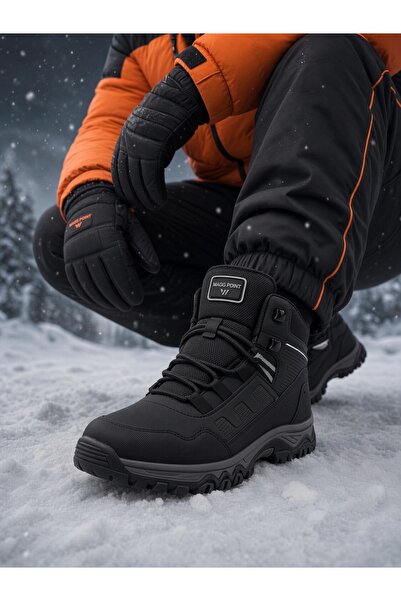 McDark Men's Winter Zippered Lace-Up Non-Slip Sole Long Trekking Boots-Black ...