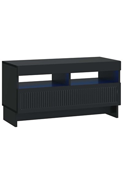 vidaxl Cabinet TV cu LED ALKMAAR 81 x 35 x 43 cm Negru Lemn prelucrat