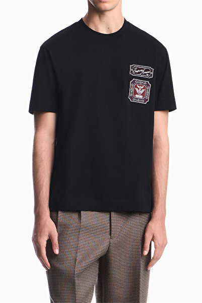 Emporio Armani Men's Regular Fit Embroidered Logo Patterned Round Neck Thick ...