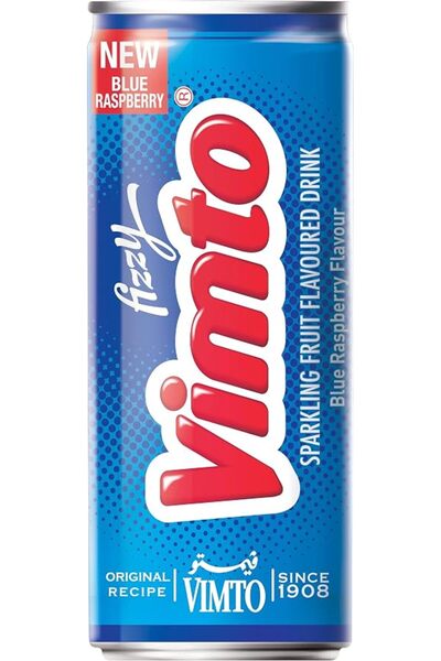 VIMTO Fizzy Blue Raspberry Fruit Flavoured Sparkling Drink 250ml Can -Pack of 1