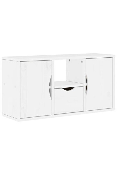vidaxl Dulap TV cu sertar „ODDA” alb 79x24x40 cm lemn masiv de pin