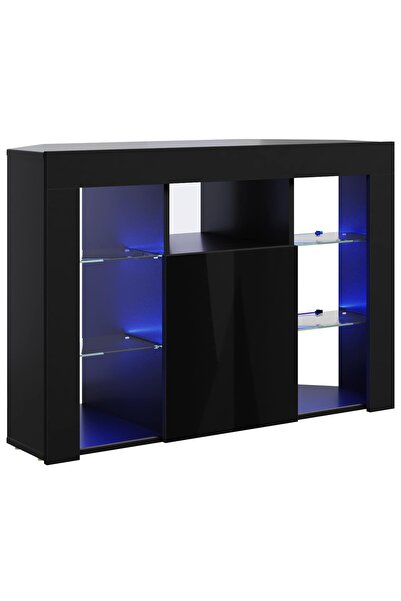 vidaxl Șifonier LED pentru TV colțar 100x40x68cm Negru Lemn prelucrat