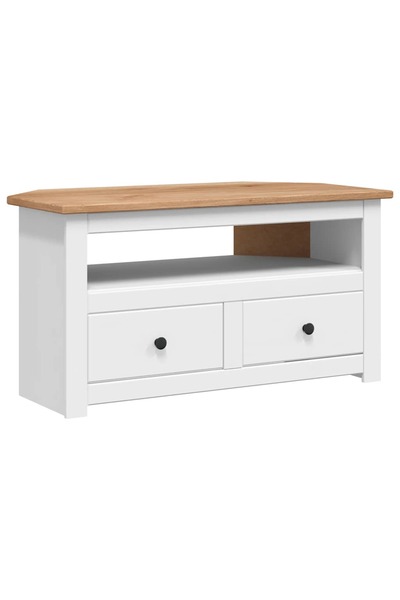vidaxl Comodă TV de colț alb 93x49x49 cm lemn masiv pin gama Panama