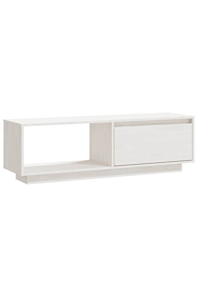 vidaxl Comodă TV, alb, 110x30x33,5 cm, lemn masiv de pin