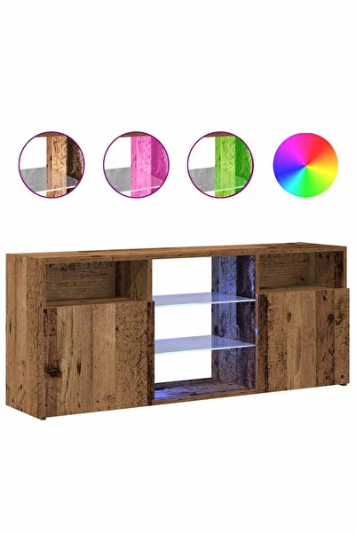 vidaxl Dulap TV cu lumini LED lemn vechi 120x30x50 cm lemn prelucrat