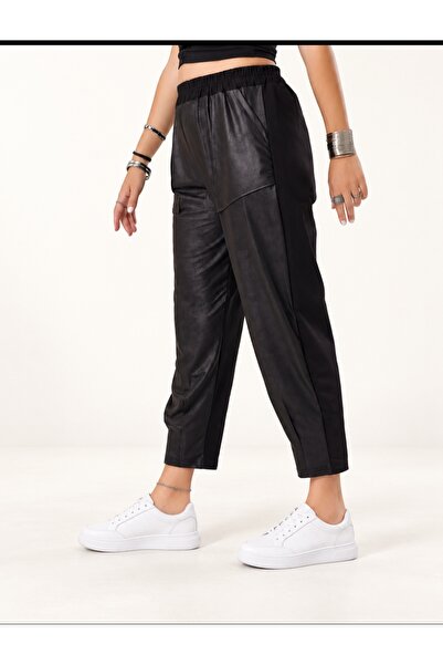MARWARİ OTANTİK BUTİK Women's Arksı Combed Cotton Front Leather Elastic Waist...