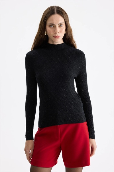 ON Women's Sim Detailed Patterned Knitwear Sweater 10332 Black