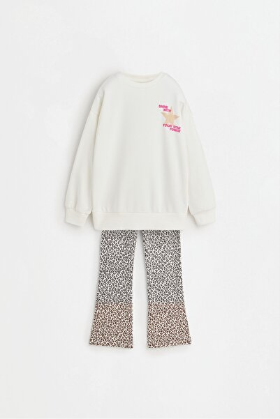 LEFTIES Desenli sweatshirt ve tayt seti