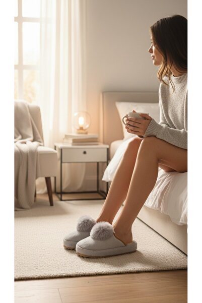 Moda fiesta Women's Pompom Plush House Slippers Soft Sole Comfortable Winter House Slippers