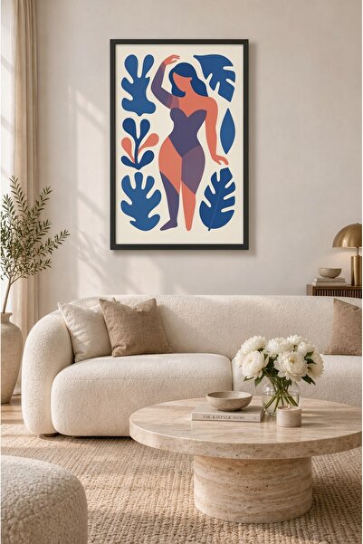 ZURİ DESİGN Retro Matisse figura, okvir za sliku, MDF zidna slika, retro Mati...