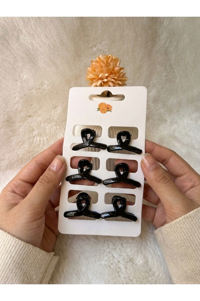 ADAA GIFT 6 Lı Siyah Renk Mini Mandal Toka - (2,5 cm - 3 cm)