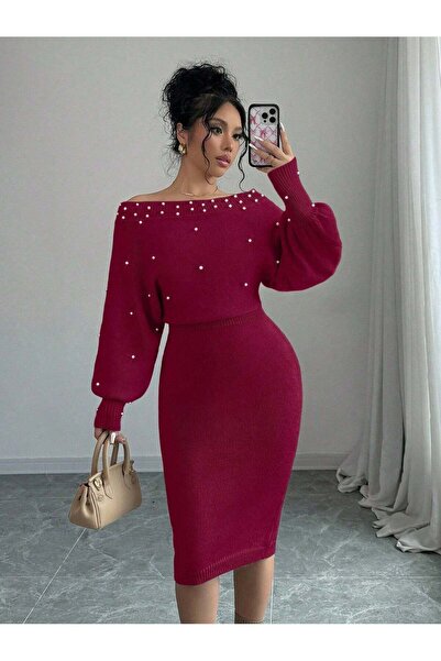Sheya Rochie midi, bordo - M
