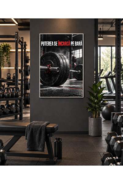 Miutic Print Studio Tablou decorativ fitness „Puterea se încarcă pe bară”