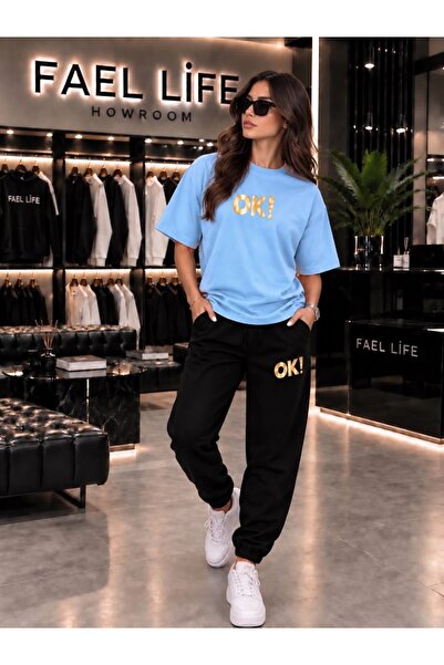 FAEL LİFE New Season Trend Unisex T-Shirt and Sweatpants Set with Arrow Print