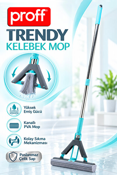 Proff Trendy Kelebek Mop - Yüksek Emiş Güçlü Kolay Sıkma Mekanizmalı Temizlik...