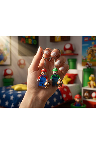 Genel Markalar Super Mario ve Luigi İkili Minifigür Anahtarlık Seti