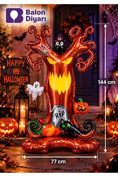 BALON DİYARI Standing Halloween Tree Foil Balloon Halloween 144cm Giant Size