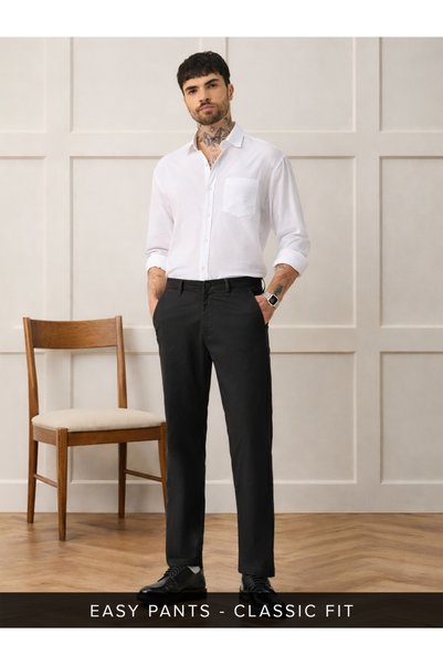 The Souled Store By Styli Men Black Classic Fit Trousers