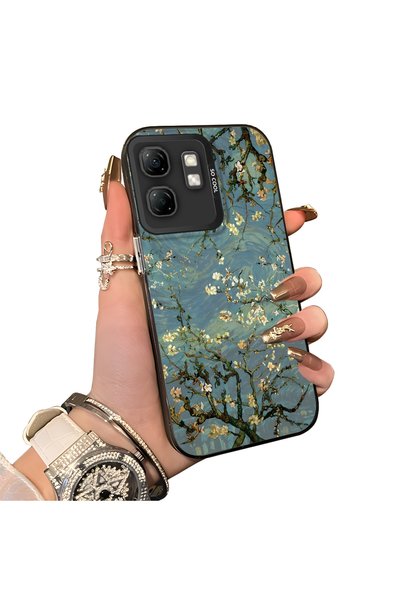CHICASELUX حافظة متوافقة مع هاتف Infinix Hot 50i بتصميم زهرة المشمش الزيتية ا...