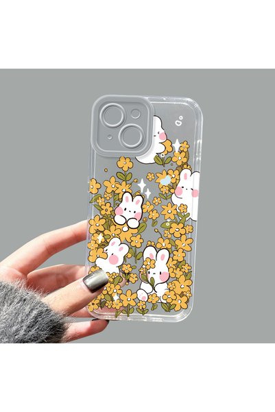 ucuc حافظة سيليكون شفافة متوافقة مع هاتف iPhone 14، تصميم أرنب لطيف باللون ال...