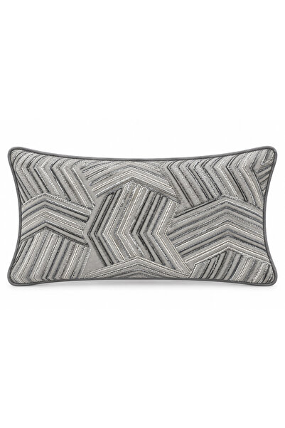 CASA NATURALE Texture Gri Nakışlı Kırlent Kılıfı 30x50 cm