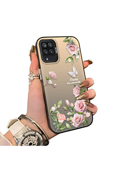 CHICASELUX Samsung Galaxy A12/M12 Uyumlu Zarif Pembe Gül Kelebek Kılıf, İnce ...
