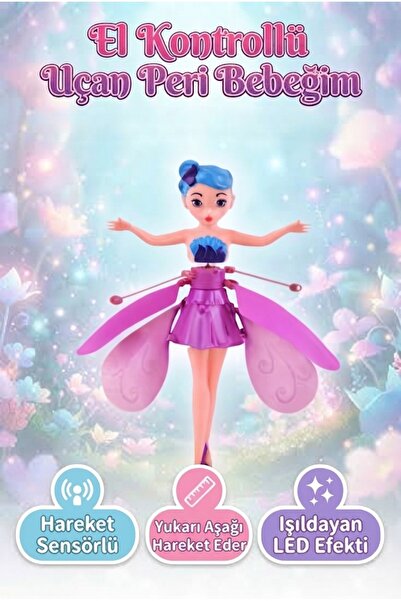 Tıfıl Toys Uçan Peri Bebek El Kontrollü Şarjlı Renkli Işıklı Mor Dazzle Color...