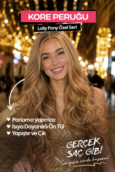 LOLLY PONY Dalgalı Küllü Bal Köpüğü Doğal Dip Geçişli Kore Fiber Sentetik Ön ...