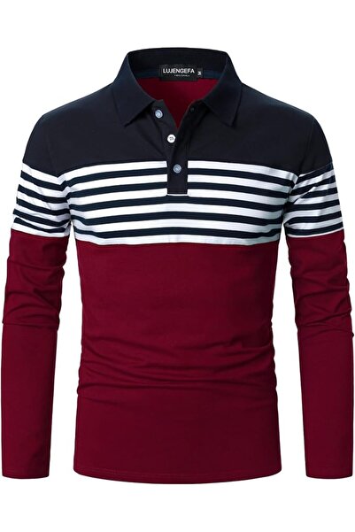 GENERAL Mens Polo Shirts Long/Short Sleeve Striped Casual Slim Fit Golf Polo ...