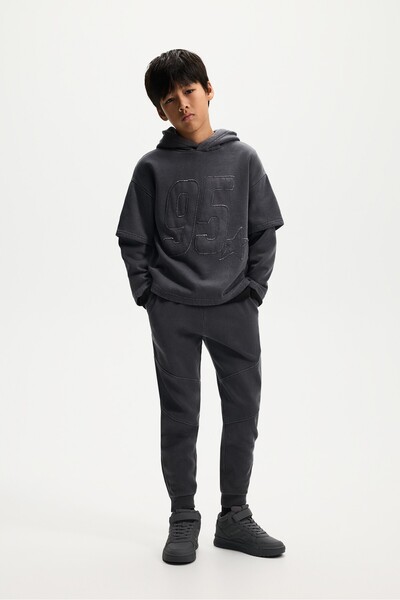LEFTIES Numaralı soluk efektli sweatshirt