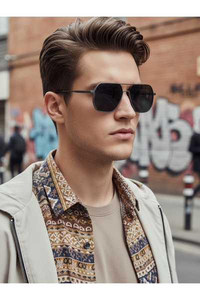 Take Two By Styli Grey Geometric Aviator Sunglasses