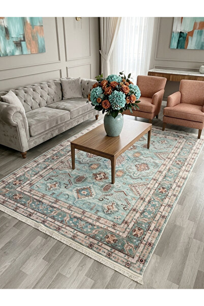 Brillant Etnik Desen Lateks Taban Salon Antre Halı