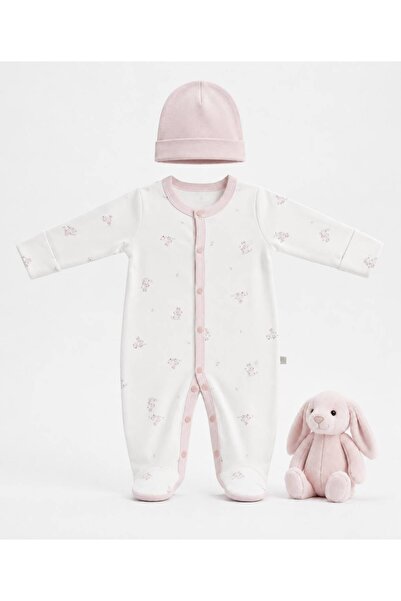 Bistyle GOTS, Organik, Kız Bebek Tulum Şapkalı, 0-6 Ay